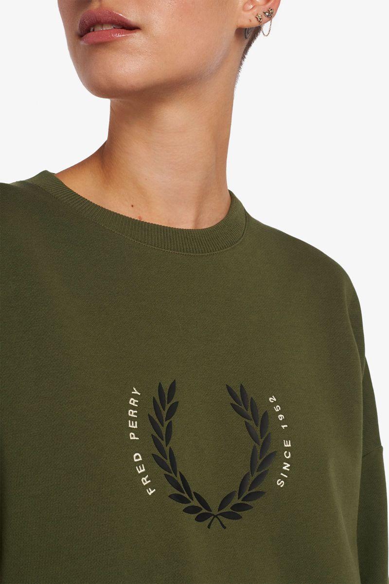 Green Fred Perry Laurel Wreath Women's Sweatshirts | PH 2007WNBY